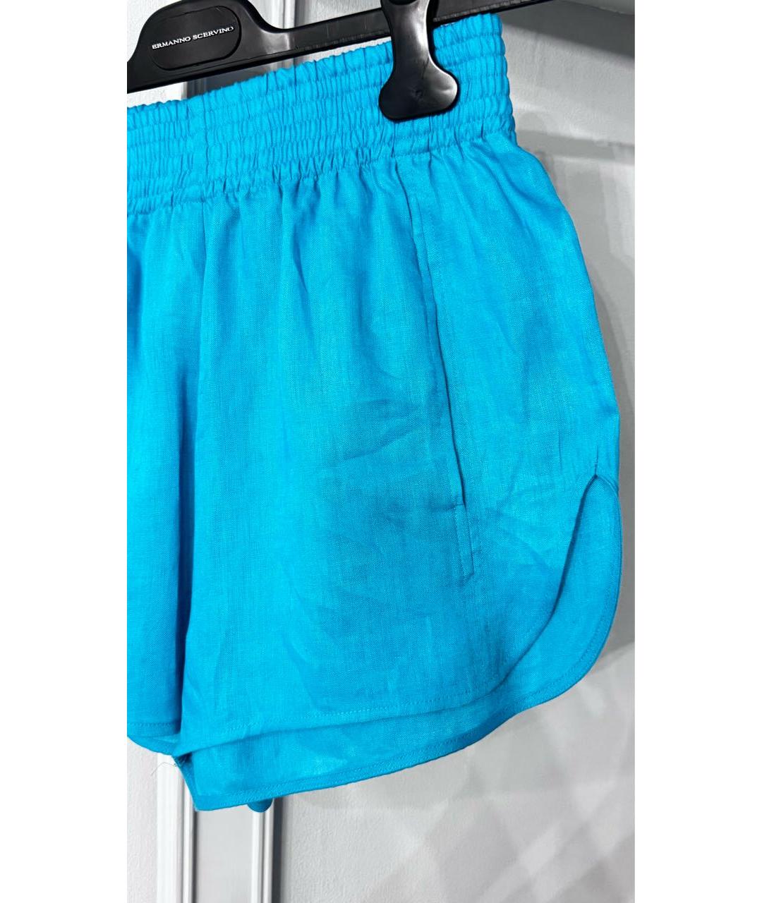 ERMANNO SCERVINO Бирюзовые льняные шорты, фото 4