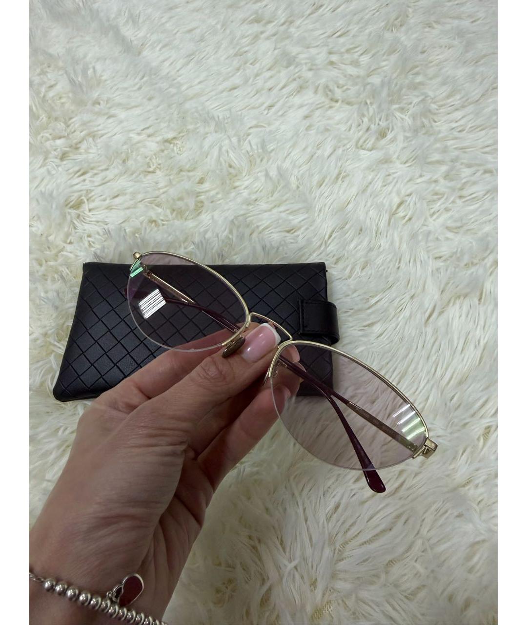 BOTTEGA VENETA Золотые металлические солнцезащитные очки, фото 6