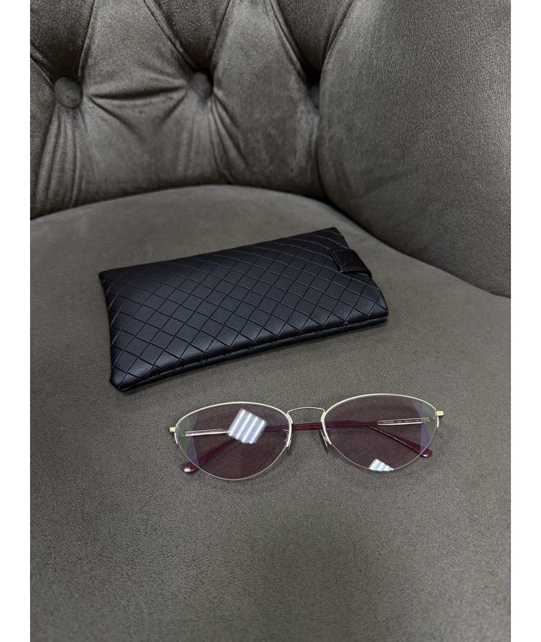 BOTTEGA VENETA Золотые металлические солнцезащитные очки, фото 9