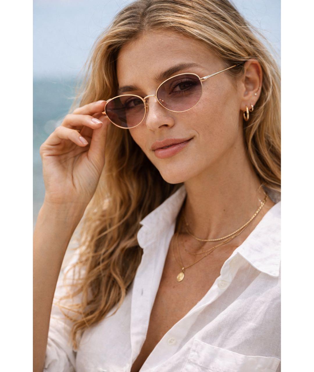 BOTTEGA VENETA Золотые металлические солнцезащитные очки, фото 8