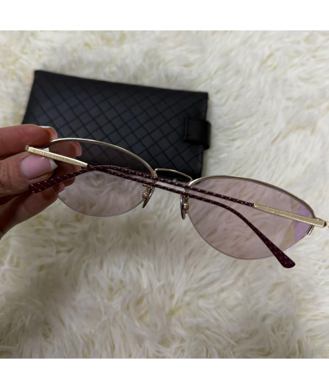 BOTTEGA VENETA Золотые металлические солнцезащитные очки, фото 7