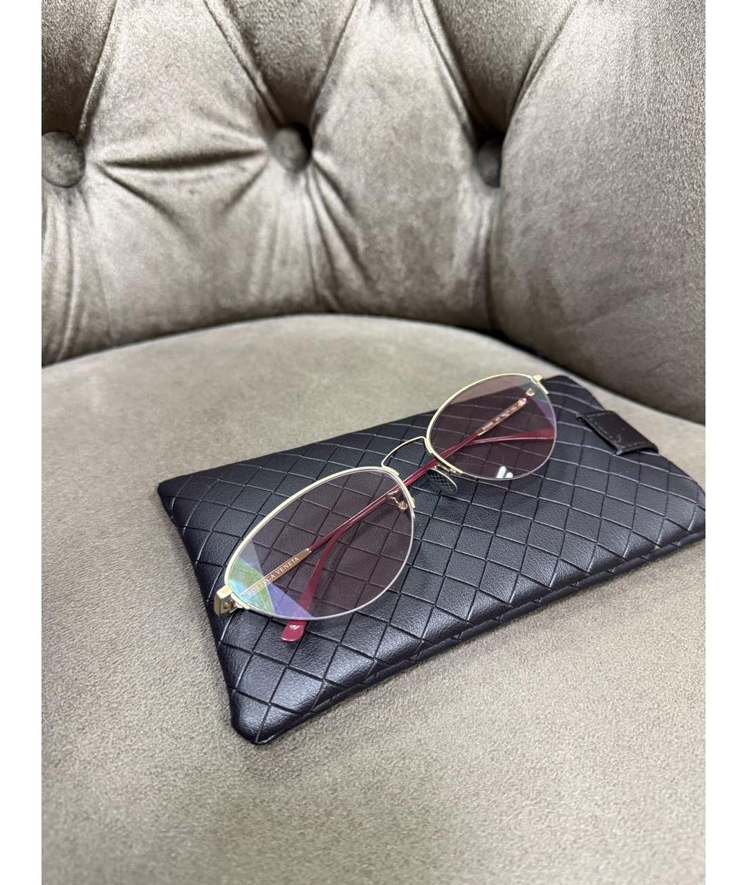 BOTTEGA VENETA Золотые металлические солнцезащитные очки, фото 5