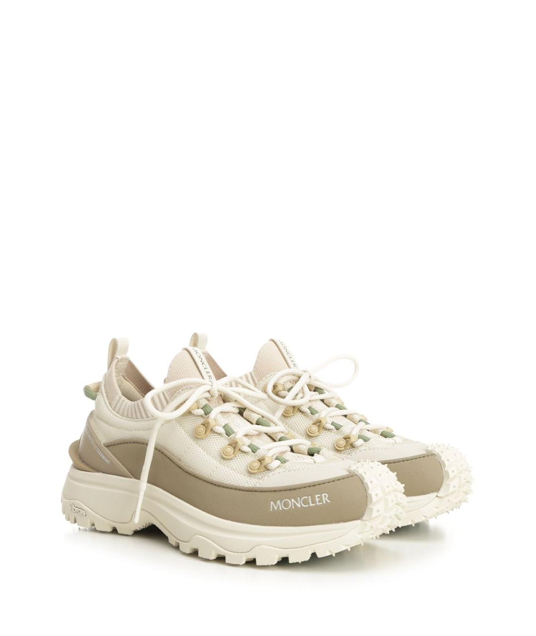 MONCLER Бежевые текстильные кроссовки, фото 2