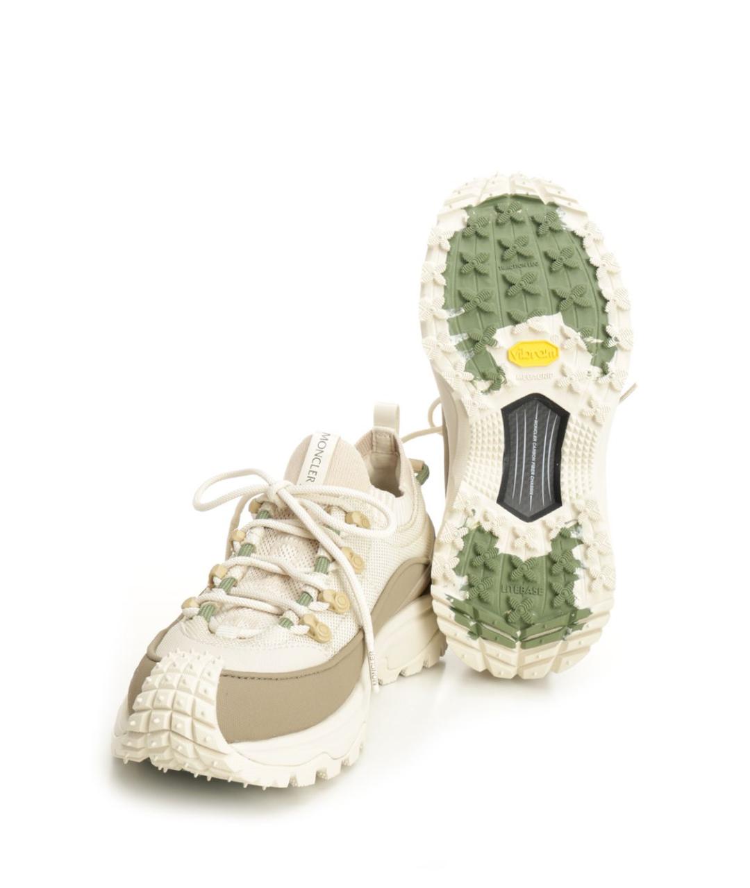 MONCLER Бежевые текстильные кроссовки, фото 5