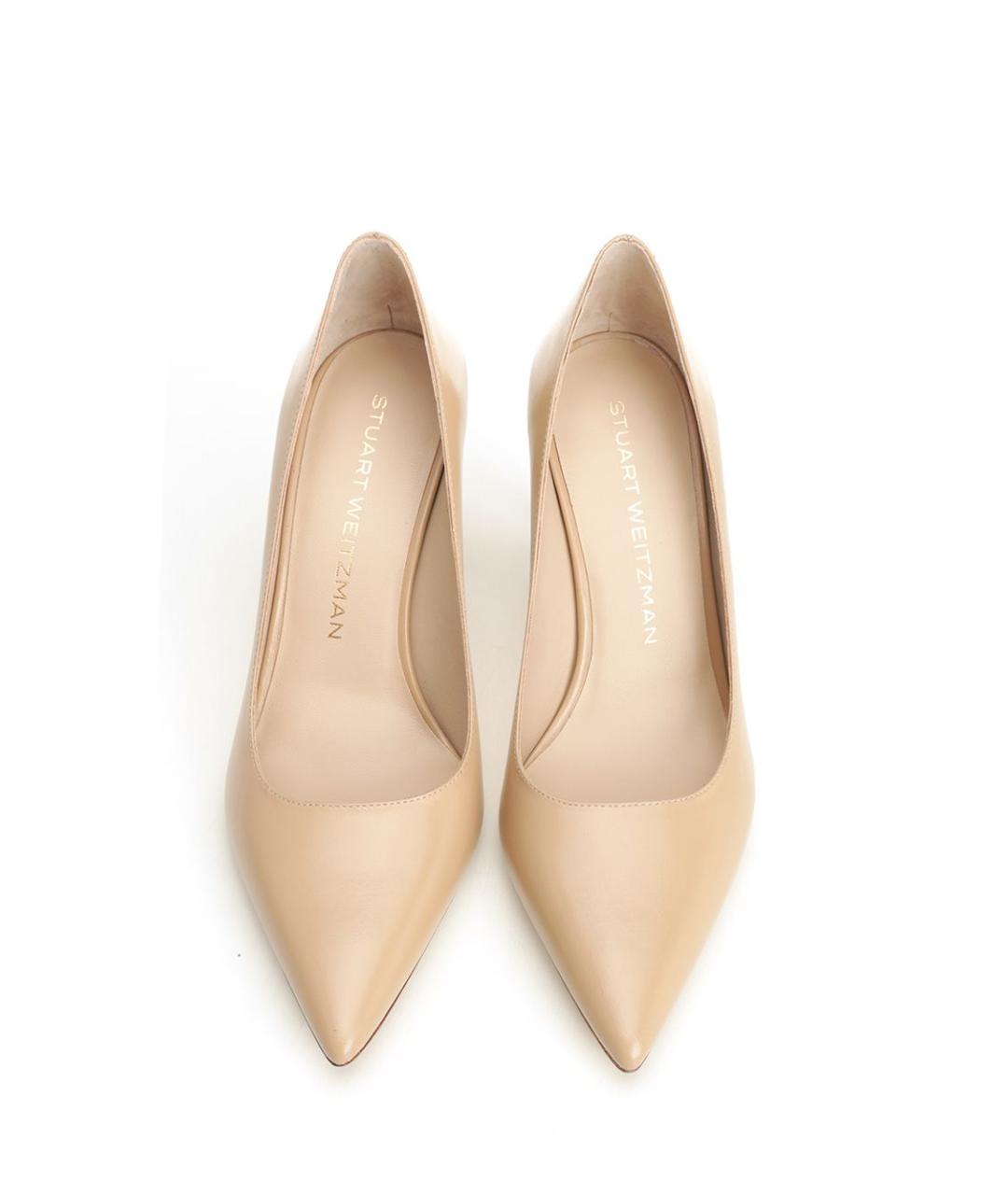 STUART WEITZMAN Бежевые кожаные туфли, фото 5