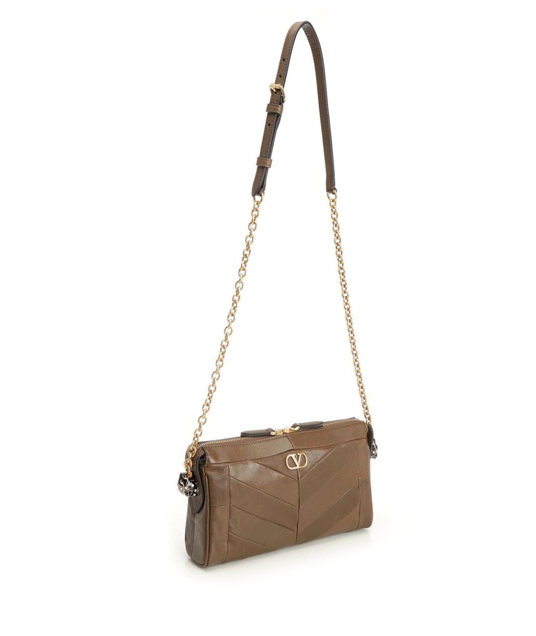 VALENTINO Коричневая кожаная сумка через плечо, фото 2