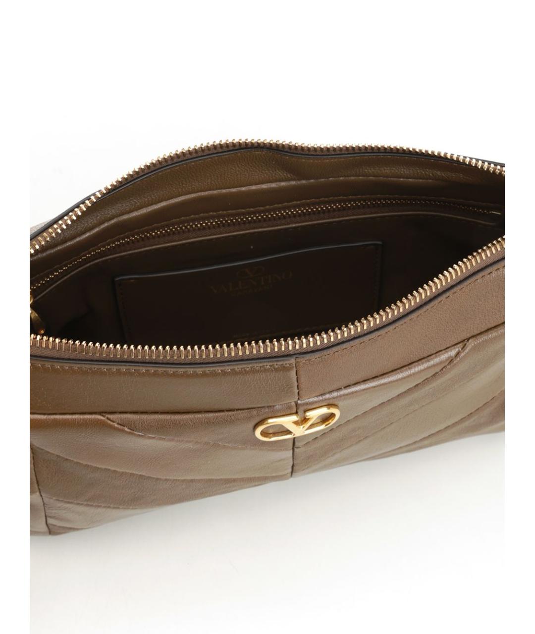 VALENTINO Коричневая кожаная сумка через плечо, фото 4