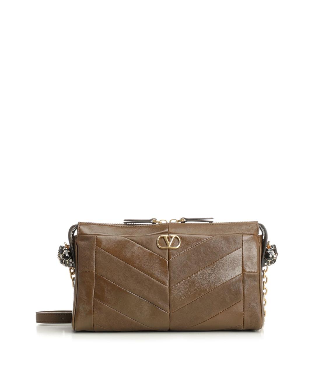 VALENTINO Коричневая кожаная сумка через плечо, фото 1