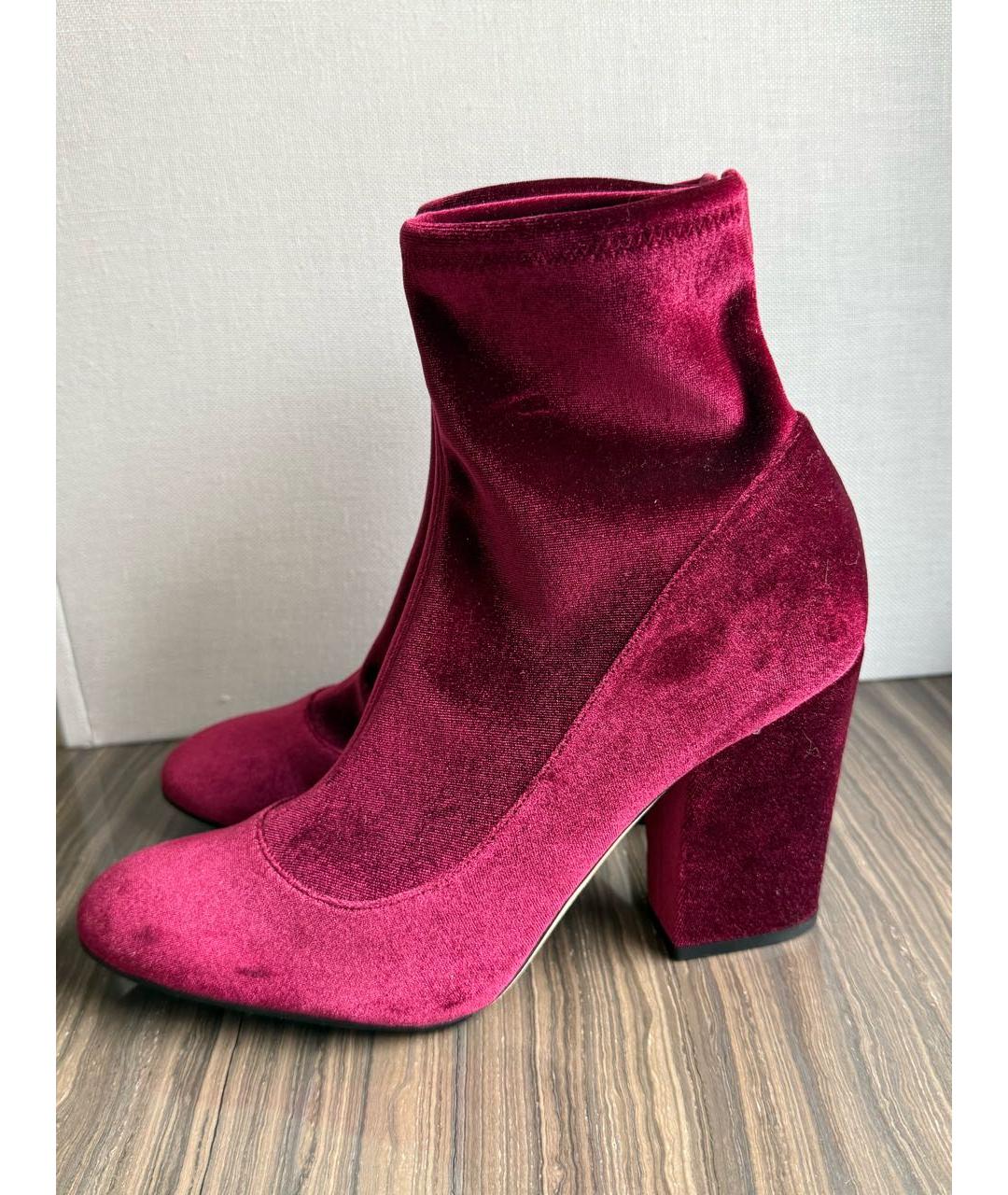 SERGIO ROSSI Бордовые бархатные ботильоны, фото 6