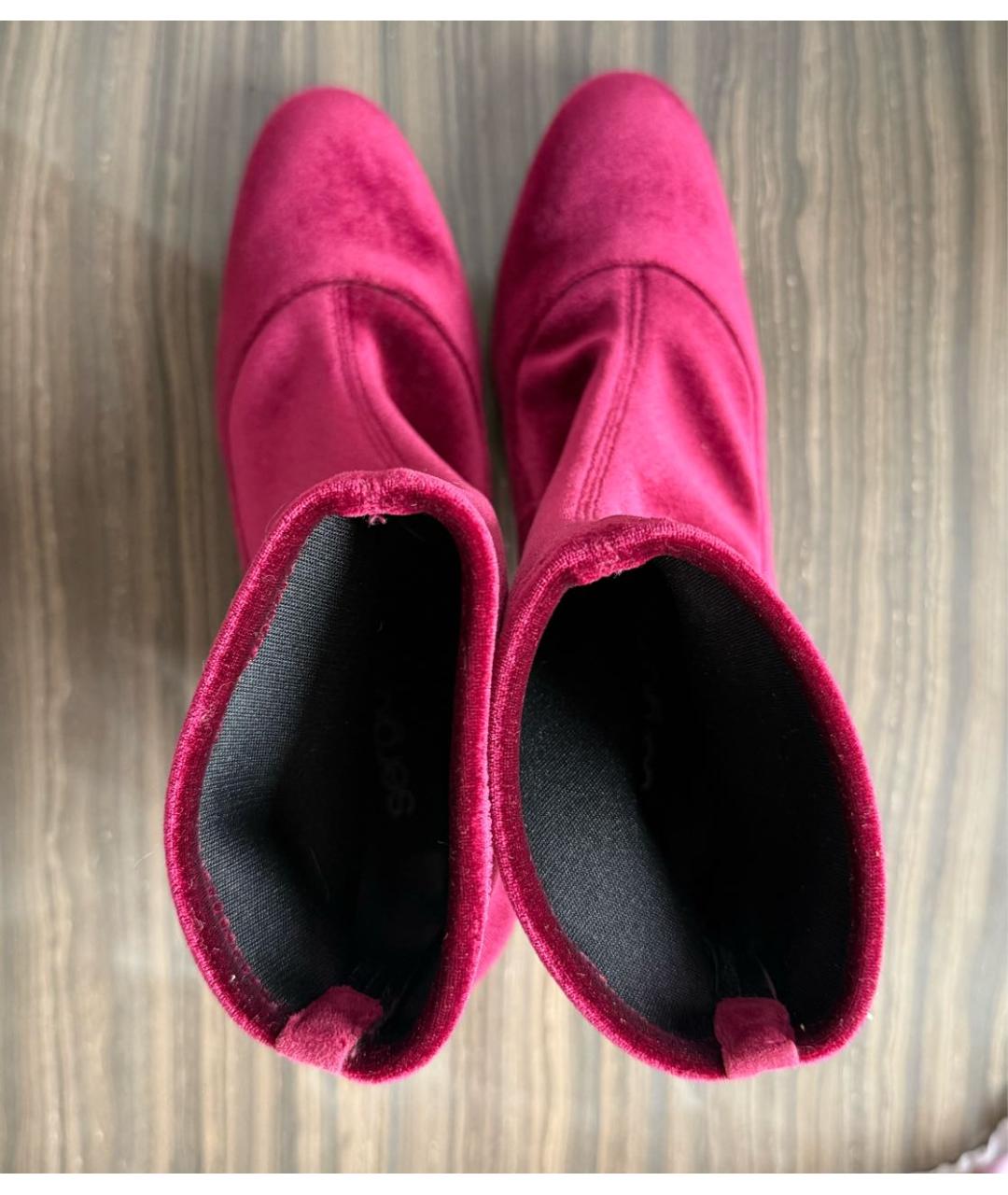 SERGIO ROSSI Бордовые бархатные ботильоны, фото 3