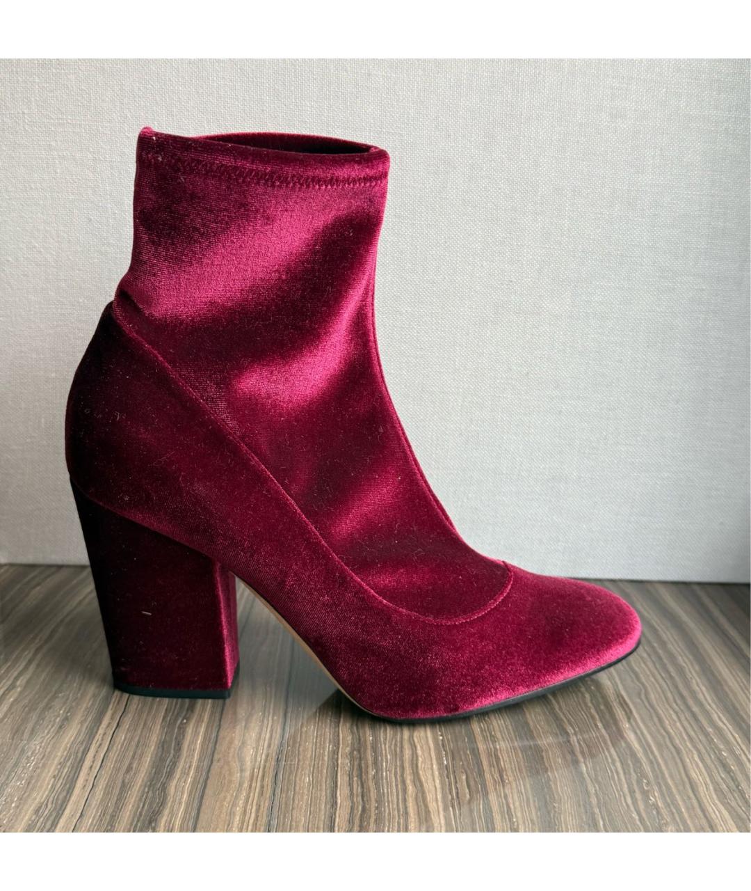 SERGIO ROSSI Бордовые бархатные ботильоны, фото 7