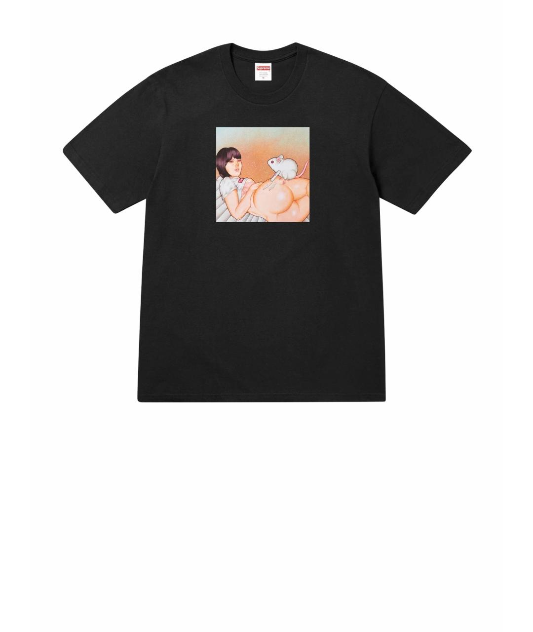 SUPREME Черная хлопковая футболка, фото 1