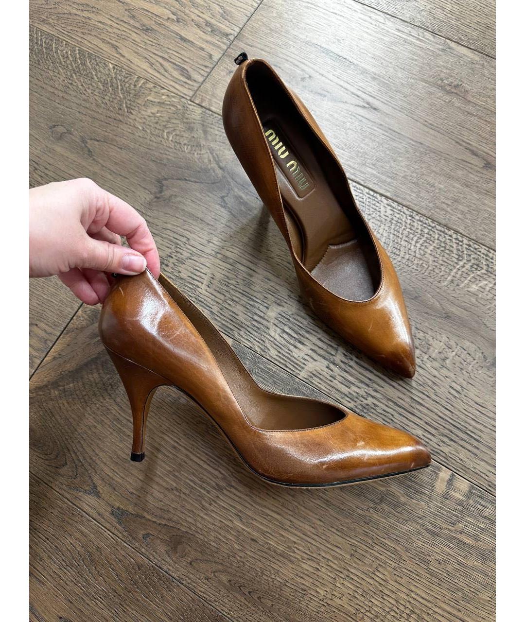 MIU MIU Коричневые кожаные туфли, фото 2