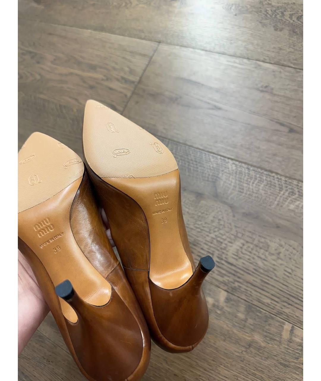MIU MIU Коричневые кожаные туфли, фото 4
