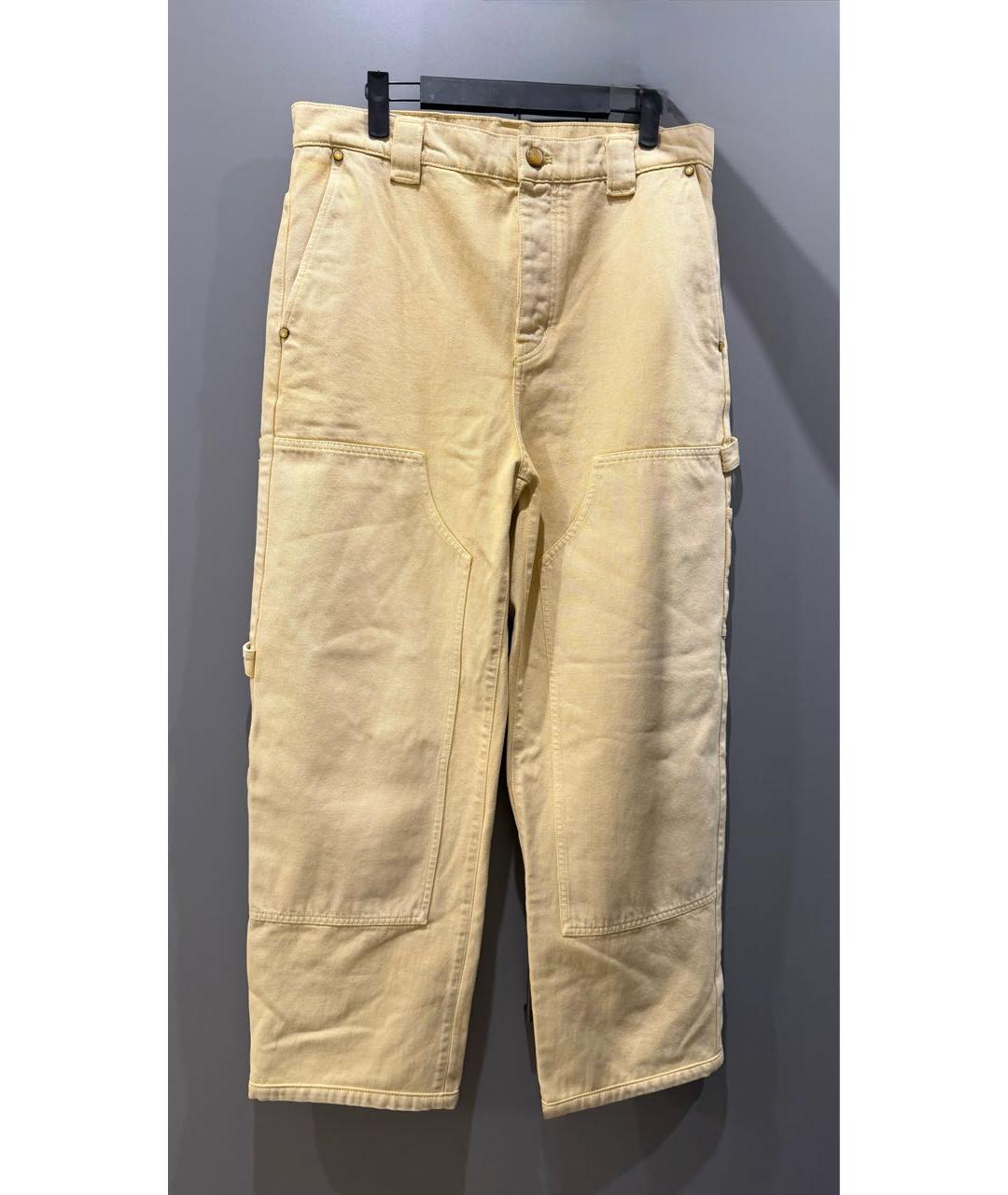 LOUIS VUITTON Бежевые хлопок-полиэтиленовые прямые джинсы, фото 5