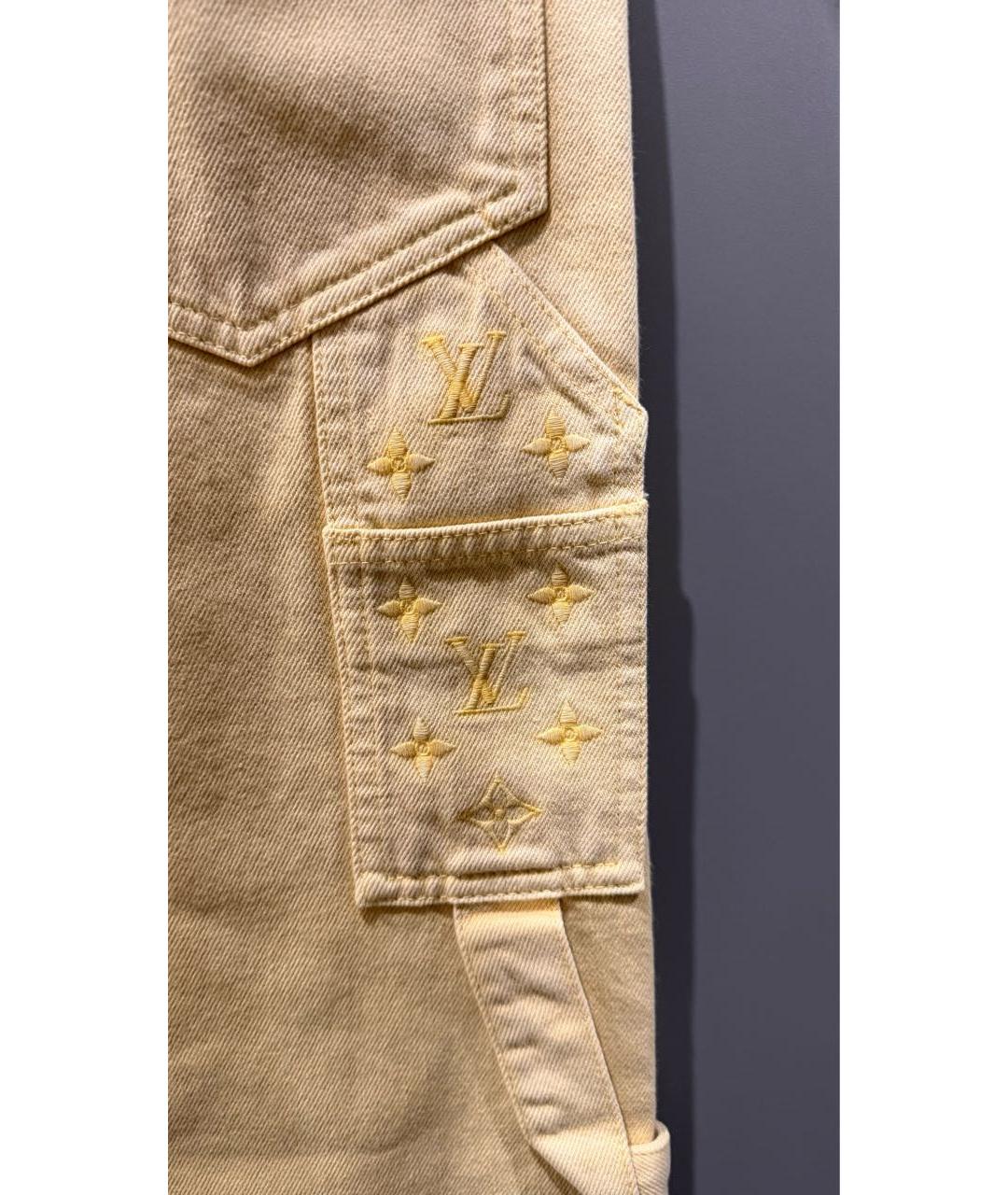 LOUIS VUITTON Бежевые хлопок-полиэтиленовые прямые джинсы, фото 4