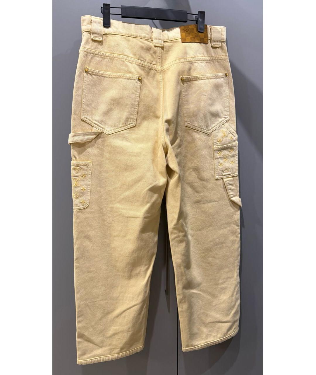 LOUIS VUITTON Бежевые хлопок-полиэтиленовые прямые джинсы, фото 2