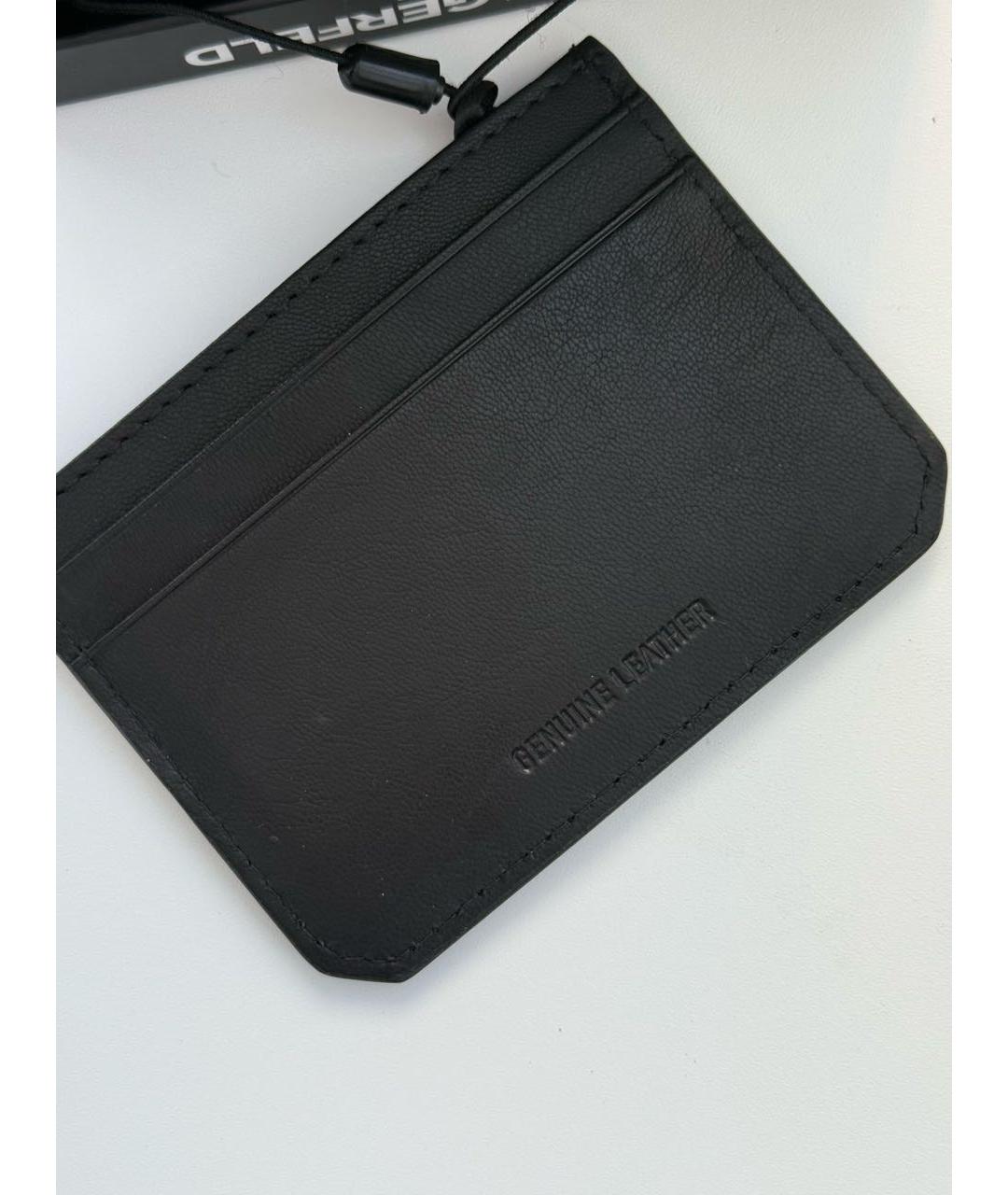 KARL LAGERFELD Черный кожаный кардхолдер, фото 2