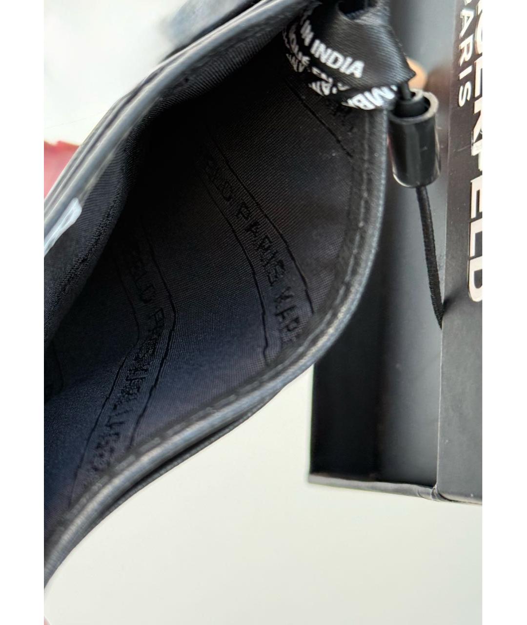 KARL LAGERFELD Черный кожаный кардхолдер, фото 3