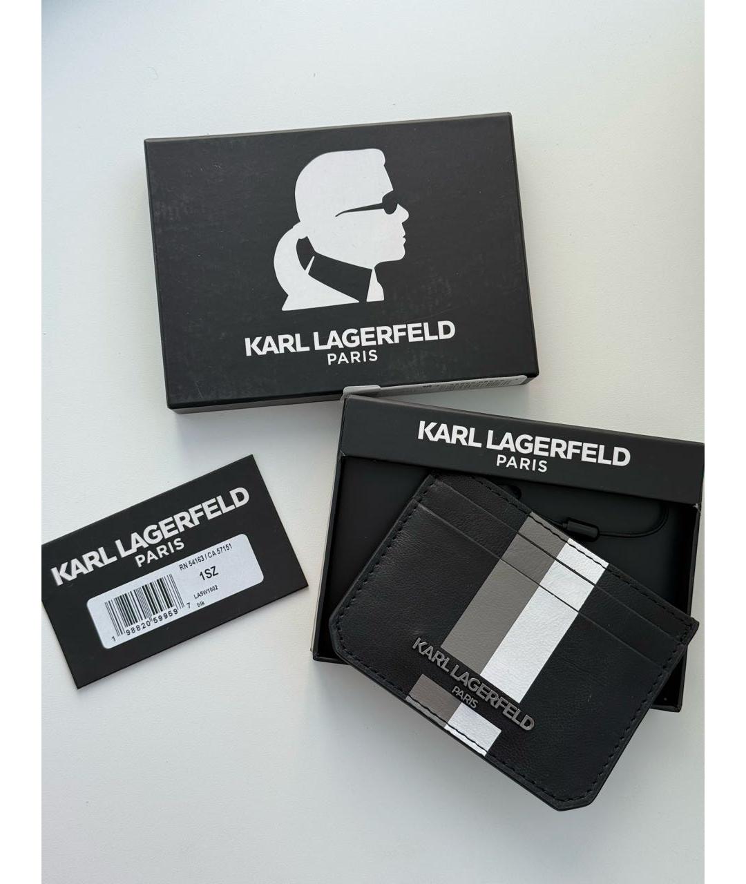 KARL LAGERFELD Черный кожаный кардхолдер, фото 5