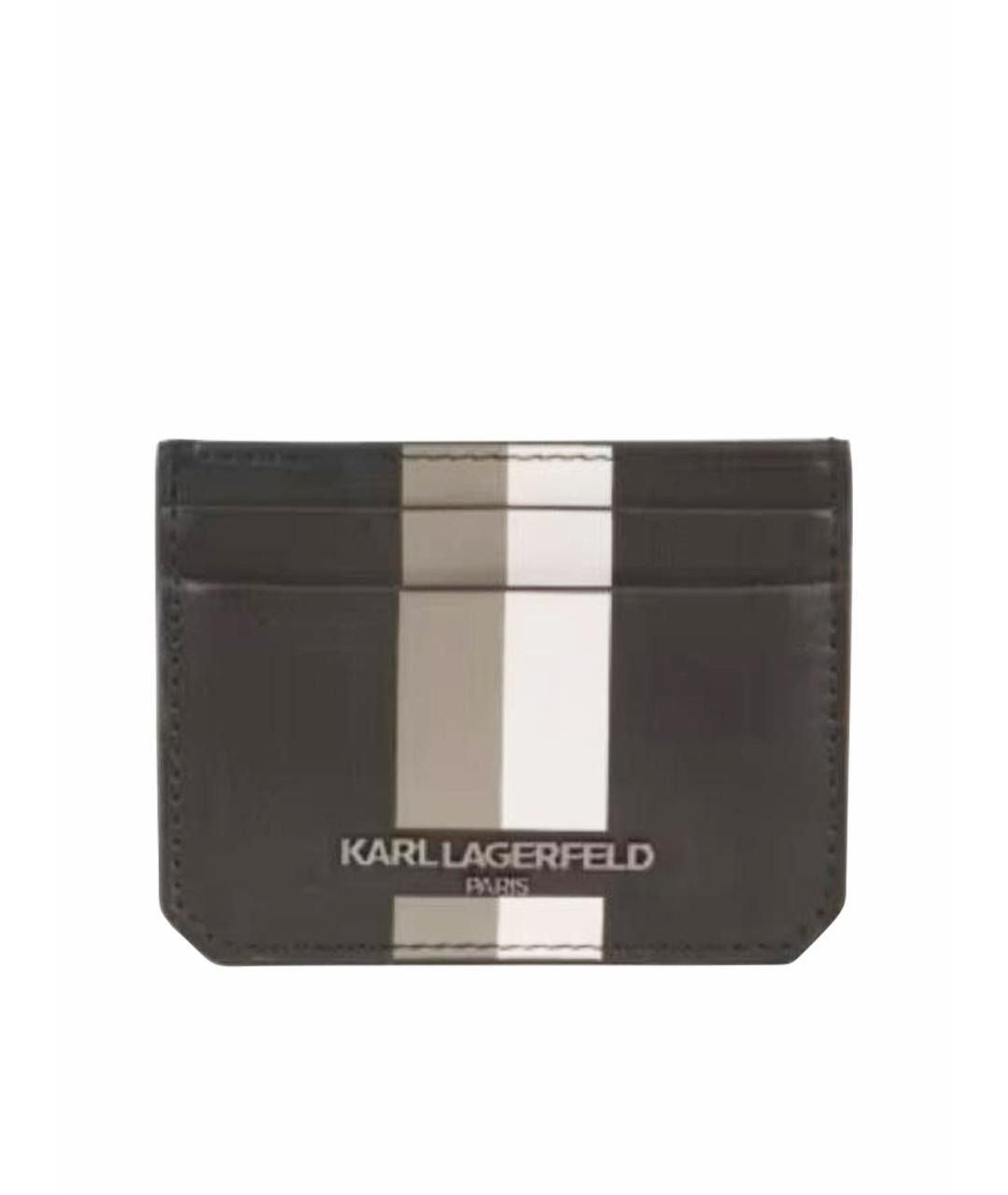 KARL LAGERFELD Черный кожаный кардхолдер, фото 1