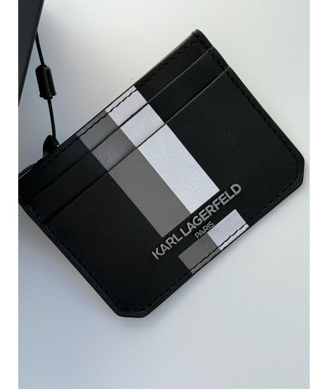 KARL LAGERFELD Черный кожаный кардхолдер, фото 4