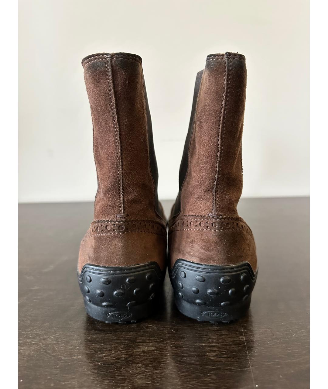 TOD'S Коричневые замшевые высокие ботинки, фото 3