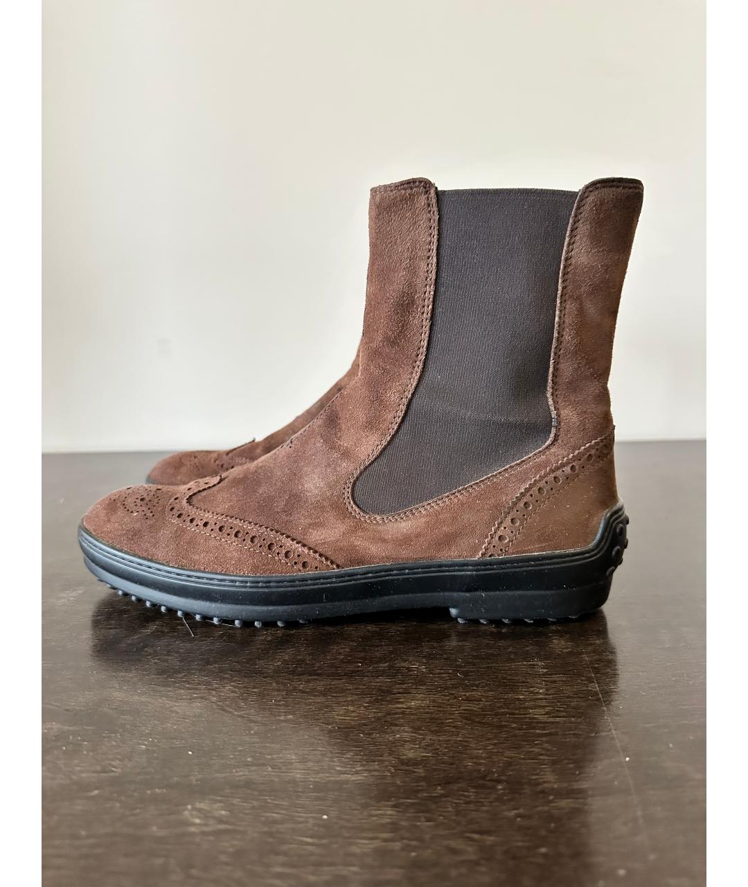 TOD'S Коричневые замшевые высокие ботинки, фото 5