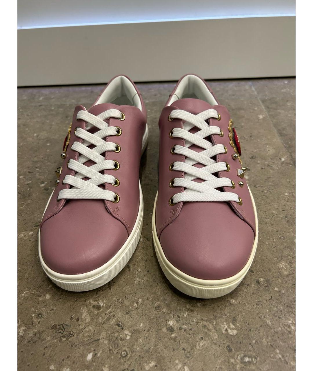 DOLCE&GABBANA Розовые кожаные кроссовки, фото 2