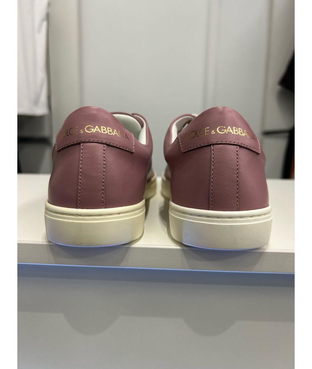 DOLCE&GABBANA Розовые кожаные кроссовки, фото 4