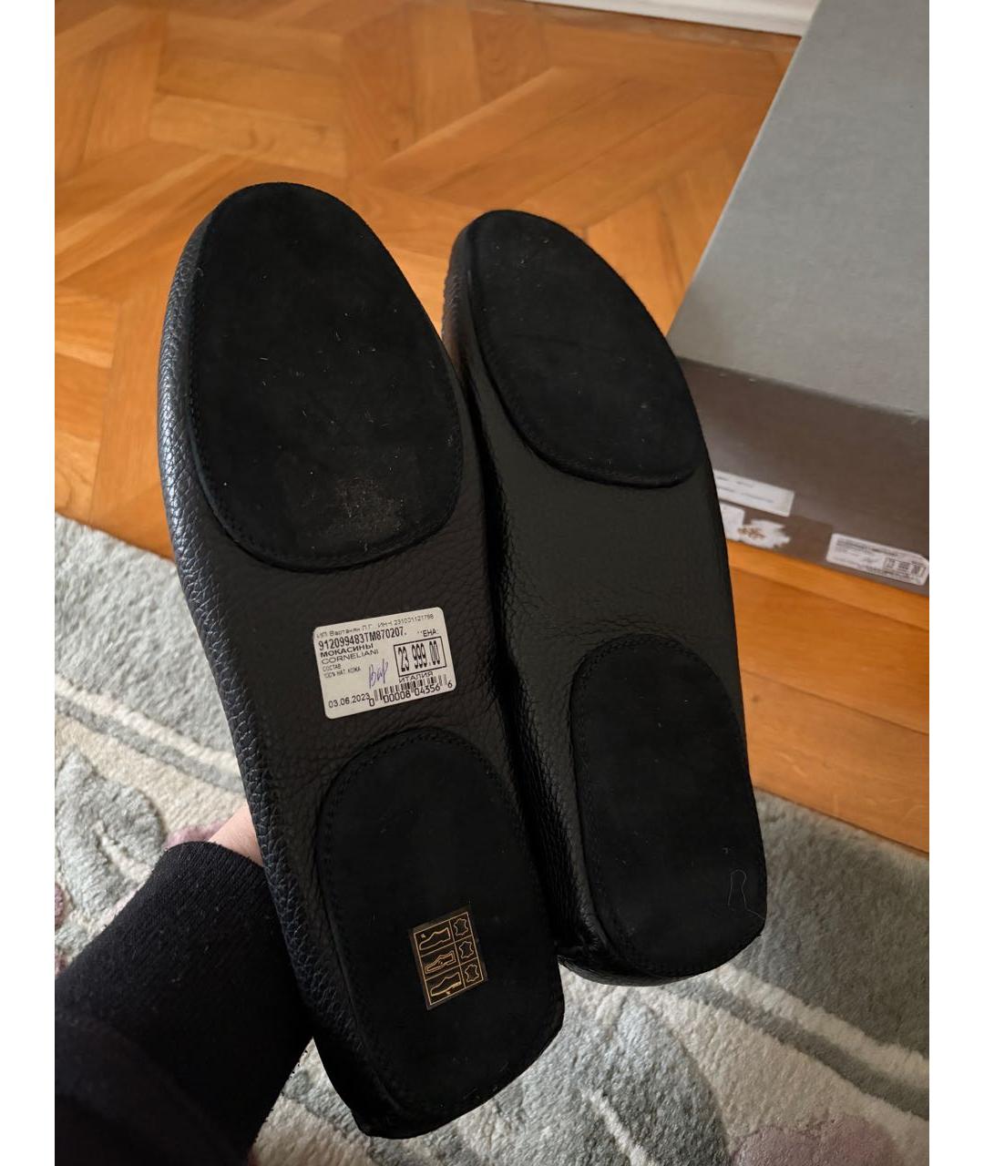 CORNELIANI Черные кожаные мокасины, фото 5