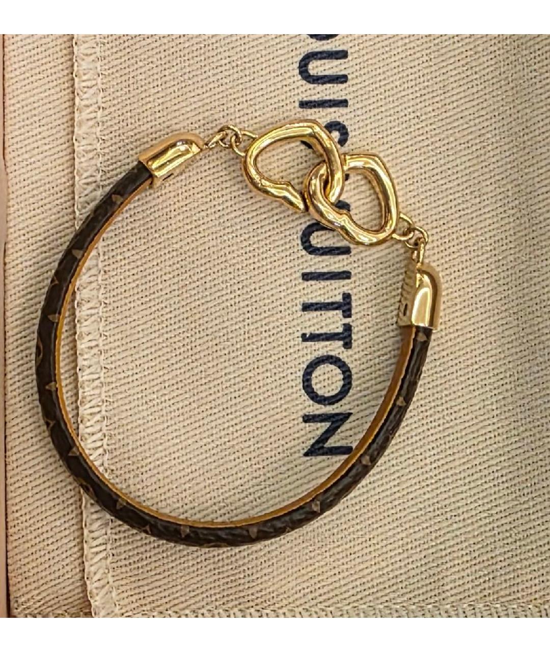 LOUIS VUITTON Коричневый кожаный браслет, фото 6
