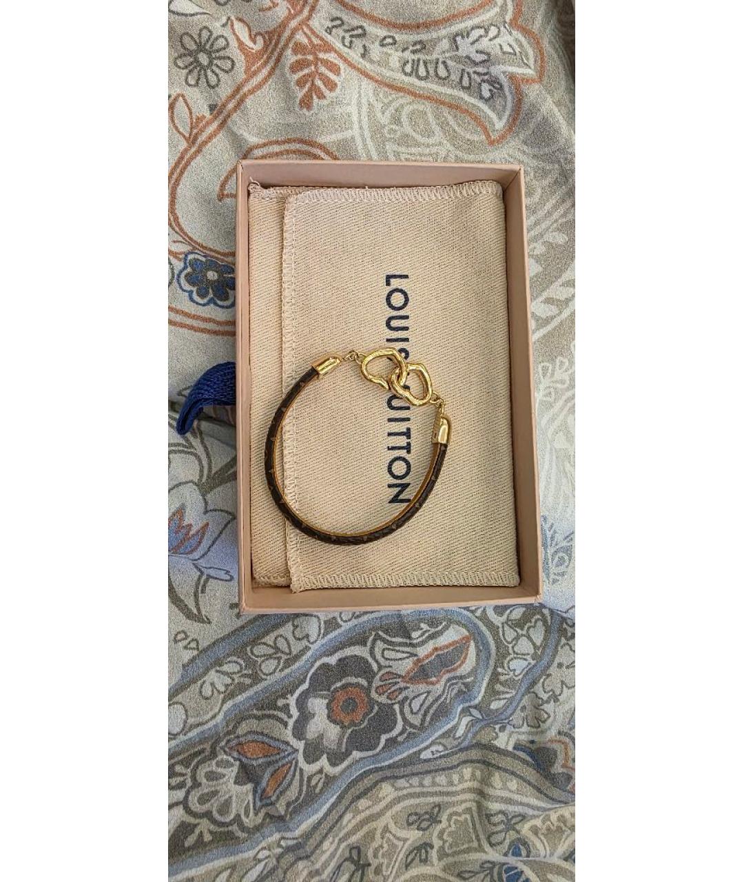 LOUIS VUITTON Коричневый кожаный браслет, фото 2