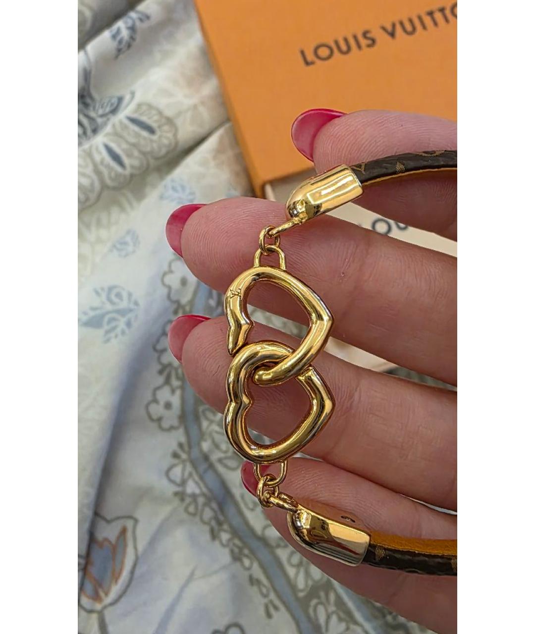 LOUIS VUITTON Коричневый кожаный браслет, фото 3