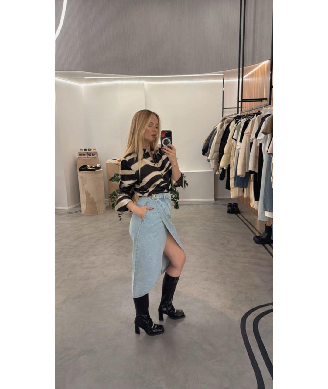 NINA RICCI Голубая хлопковая юбка миди, фото 2