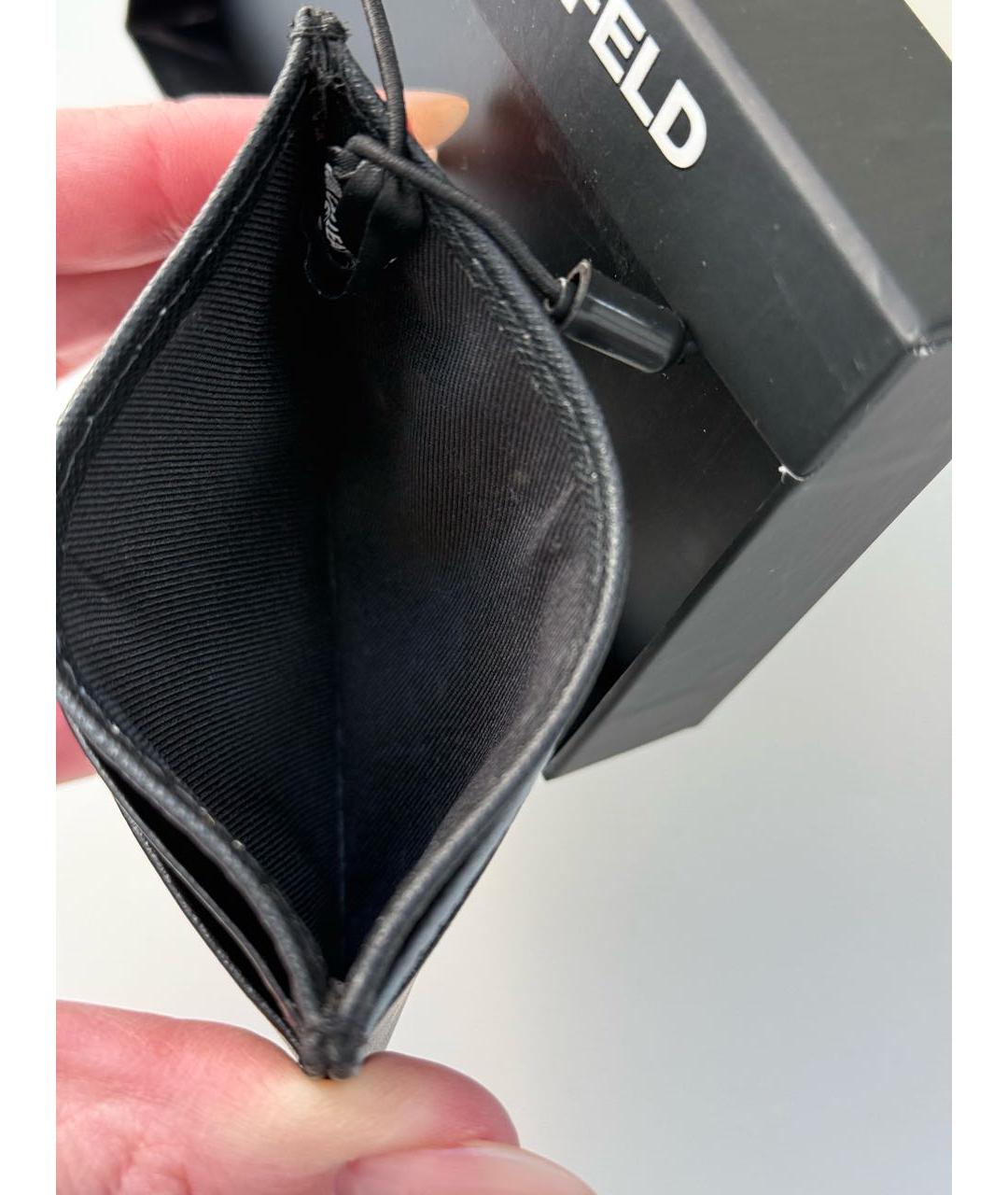 KARL LAGERFELD Черный кожаный кардхолдер, фото 3