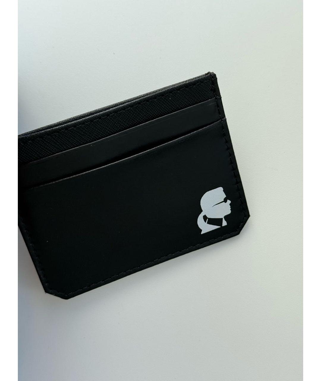 KARL LAGERFELD Черный кожаный кардхолдер, фото 2