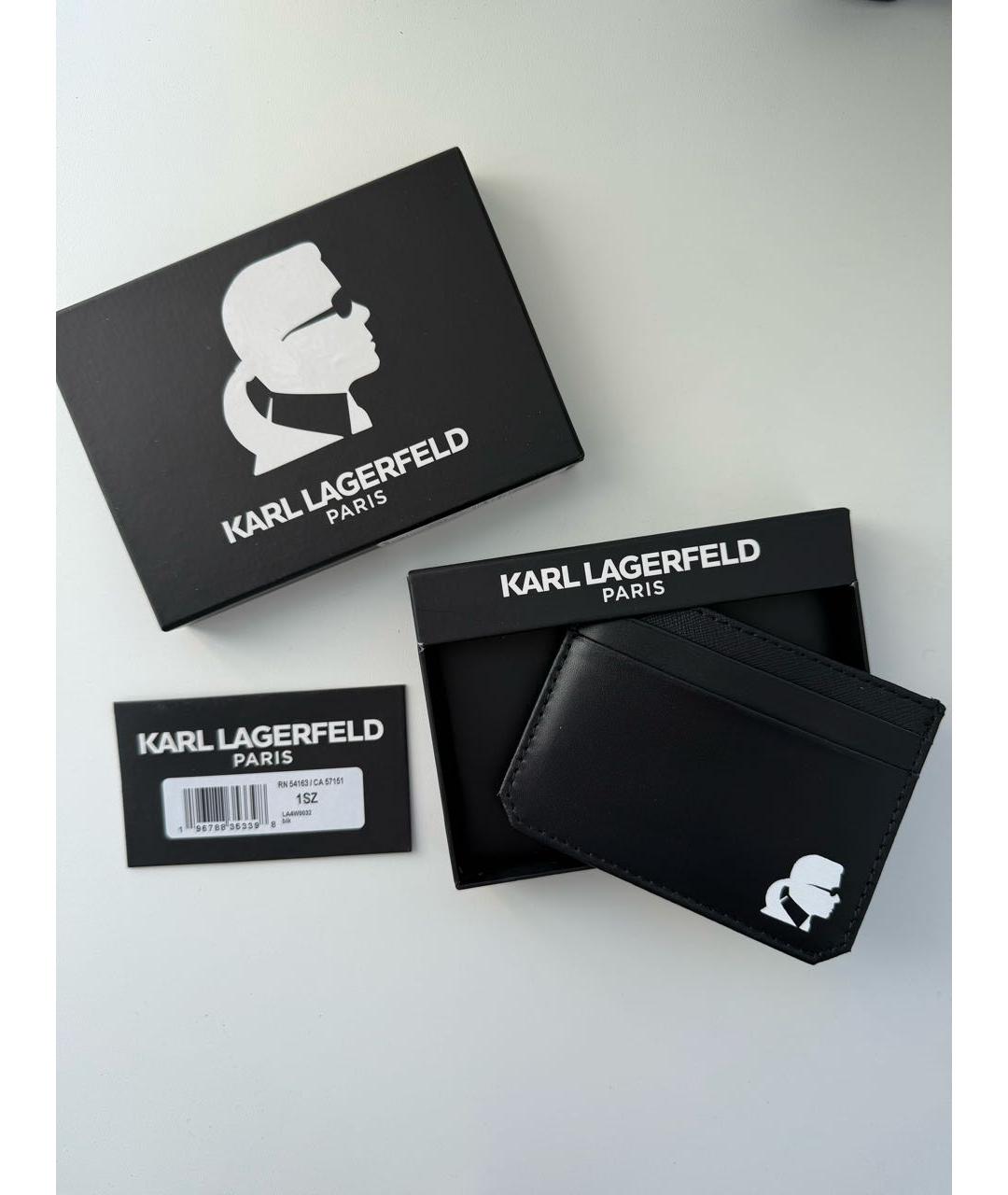 KARL LAGERFELD Черный кожаный кардхолдер, фото 5