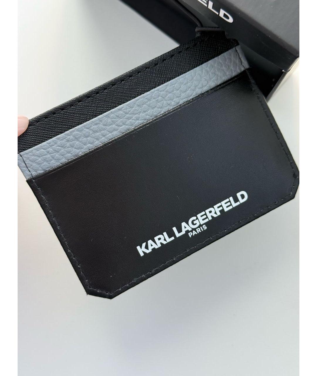 KARL LAGERFELD Черный кожаный кардхолдер, фото 4