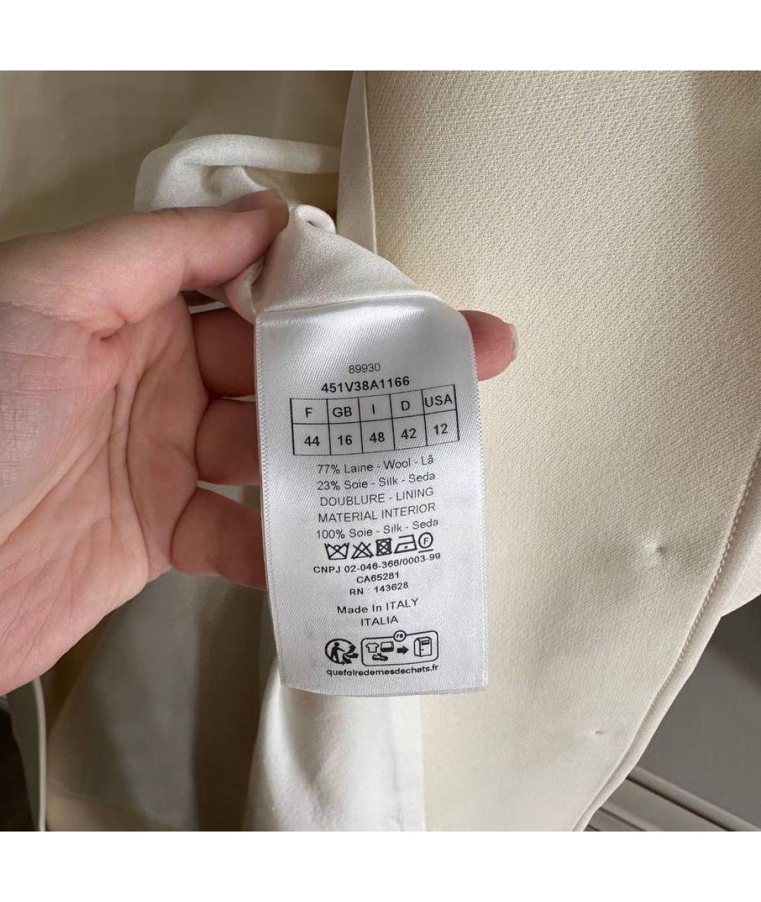 CHRISTIAN DIOR Белый шерстяной жакет/пиджак, фото 2