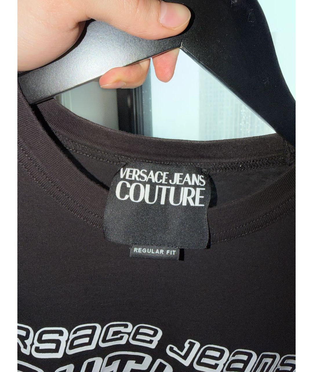 VERSACE JEANS COUTURE Черная хлопковая футболка, фото 6