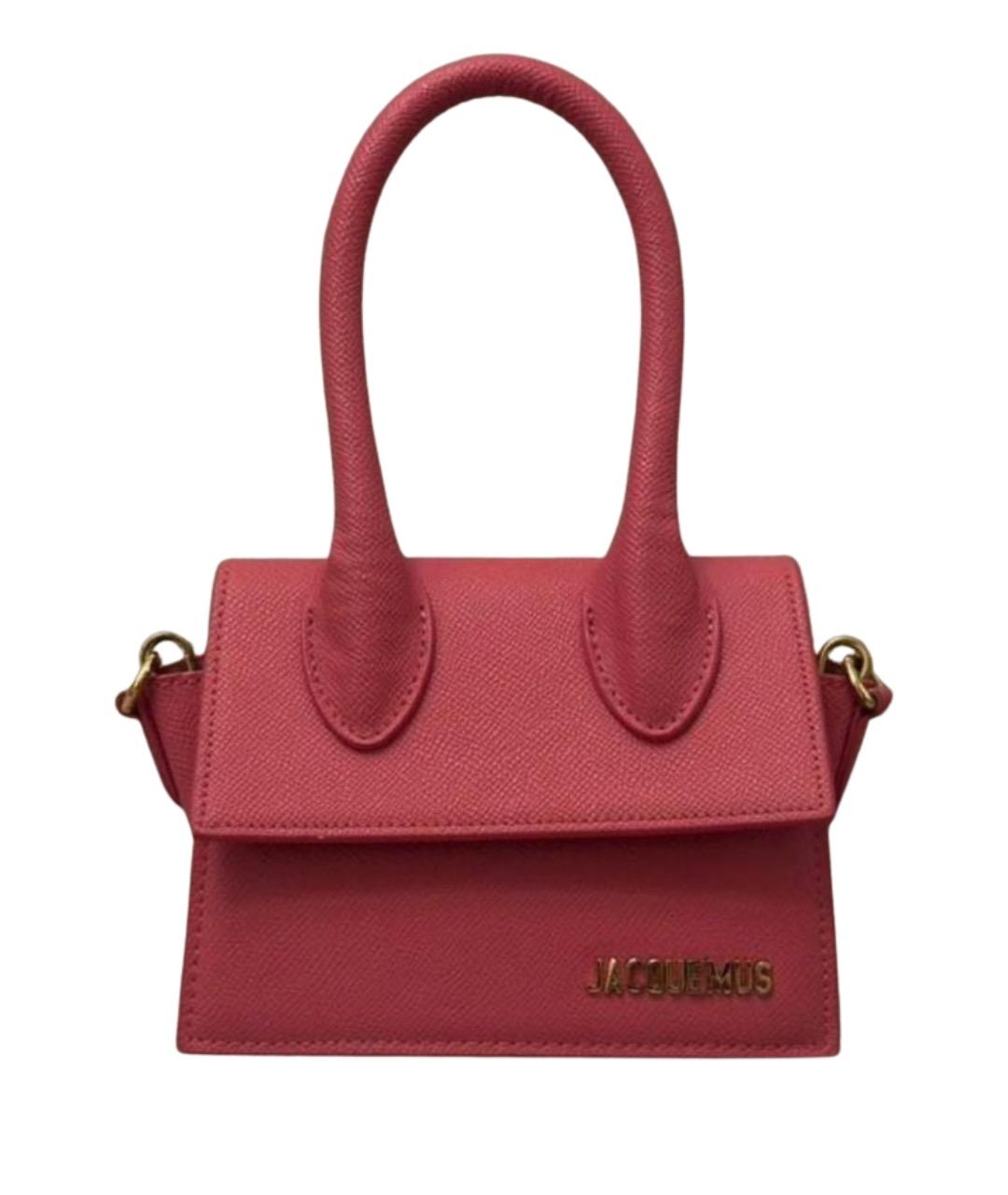 JACQUEMUS Розовая кожаная сумка с короткими ручками, фото 1
