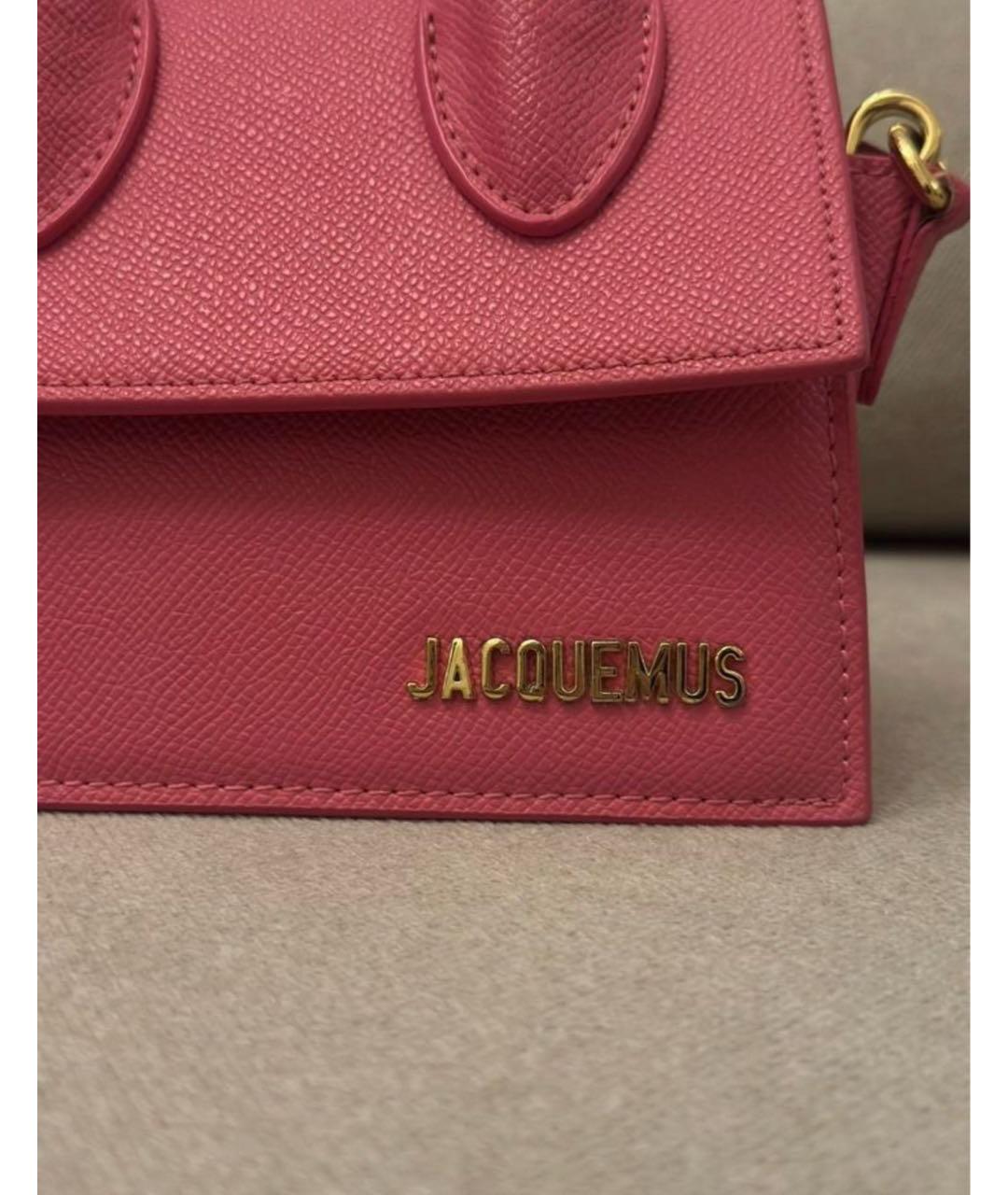 JACQUEMUS Розовая кожаная сумка с короткими ручками, фото 2