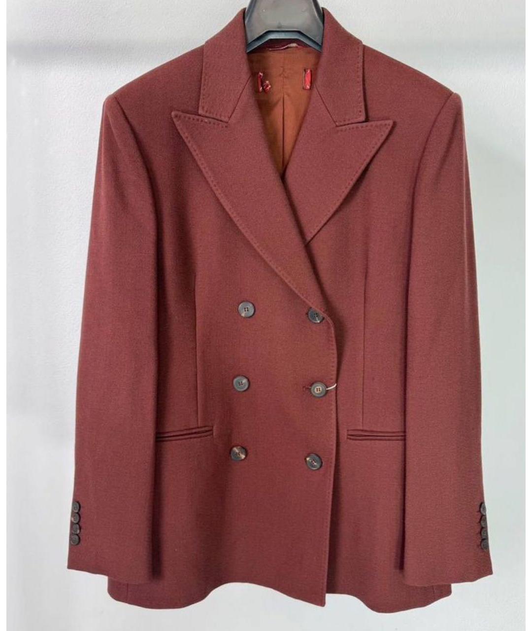 MAX MARA Бордовый хлопковый жакет/пиджак, фото 8