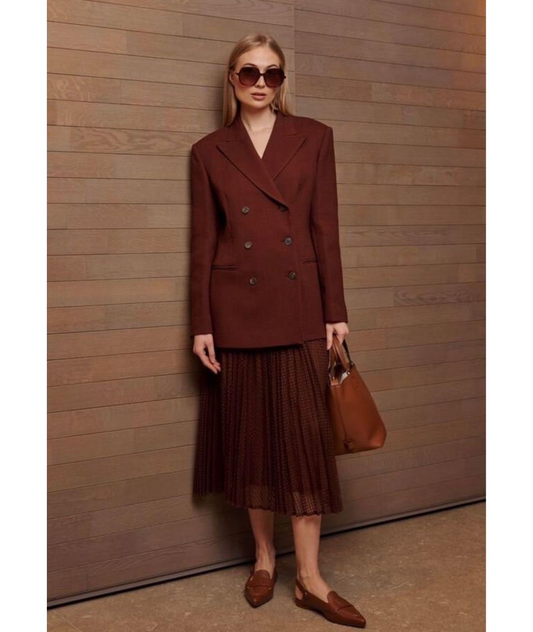 MAX MARA Бордовый хлопковый жакет/пиджак, фото 7