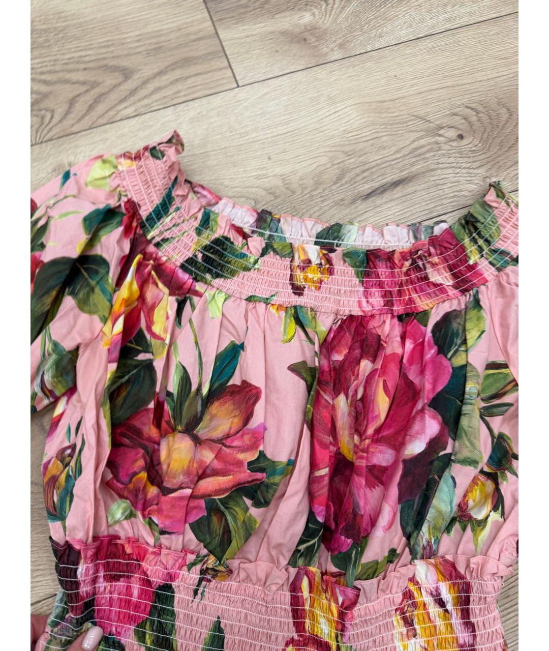 DOLCE&GABBANA Розовое хлопковое коктейльное платье, фото 4