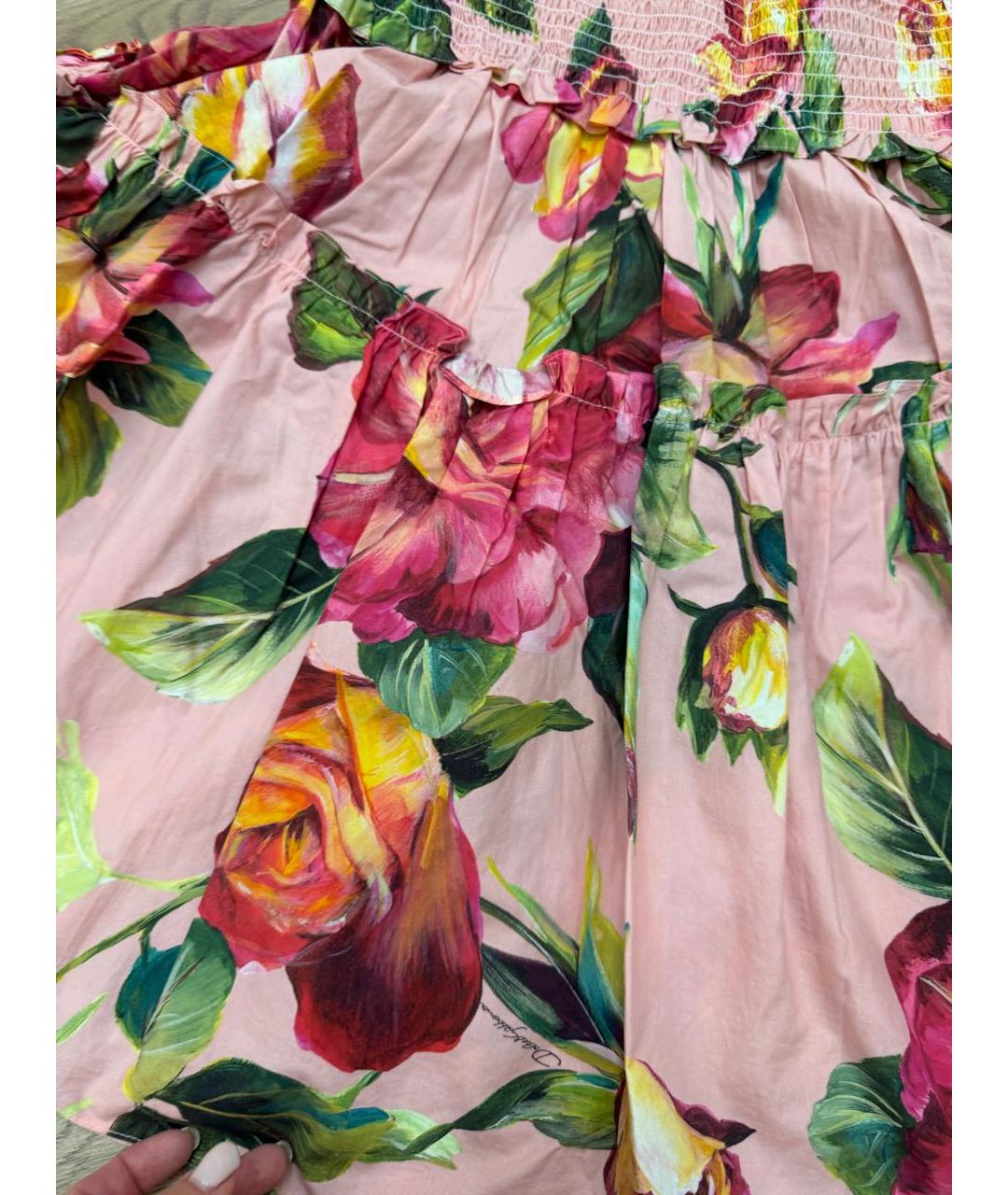 DOLCE&GABBANA Розовое хлопковое коктейльное платье, фото 2