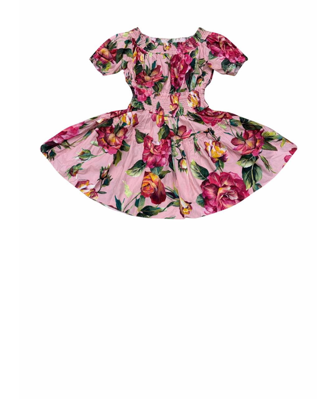 DOLCE&GABBANA Розовое хлопковое коктейльное платье, фото 1