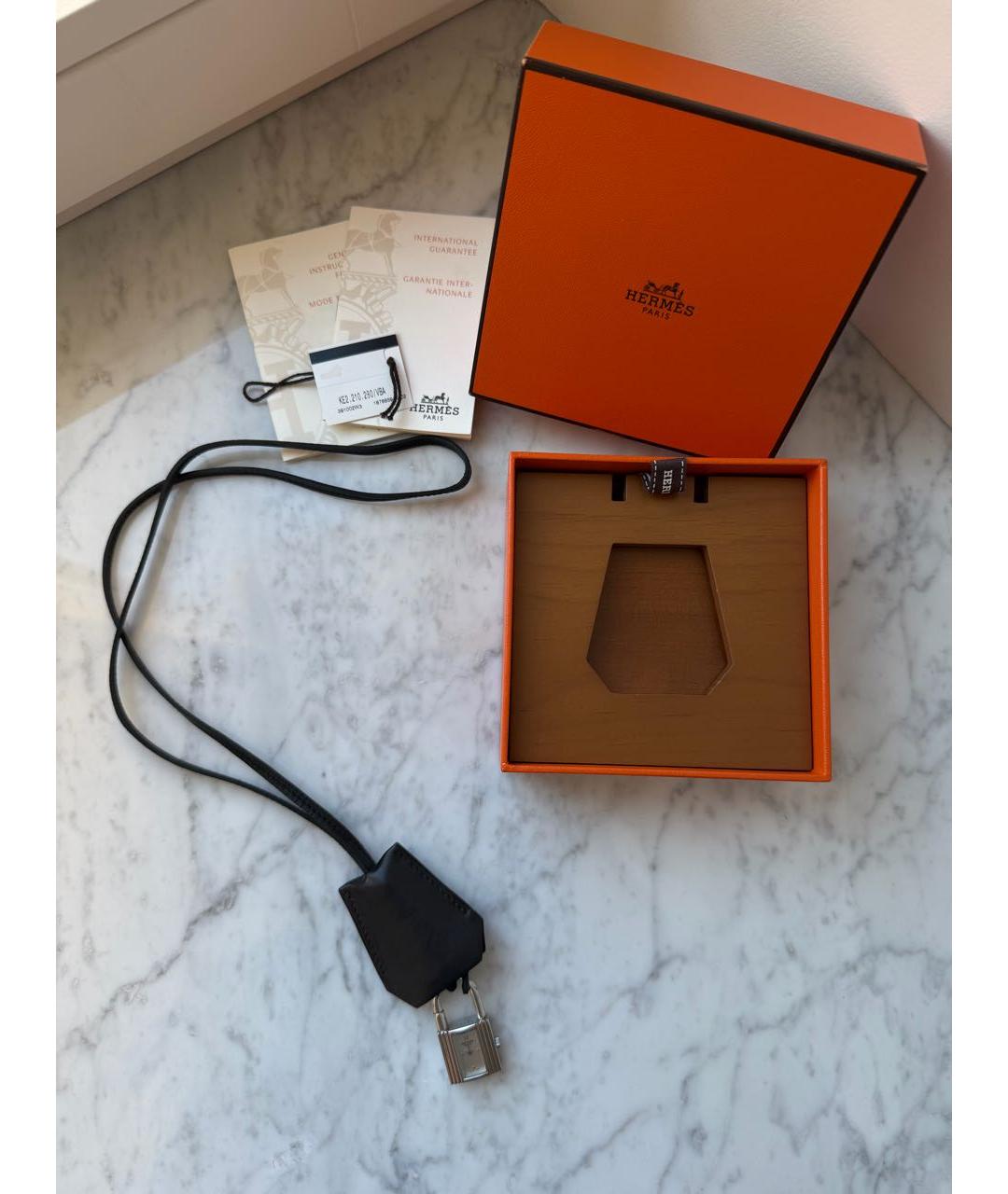 HERMES Серебряные кожаные часы, фото 2