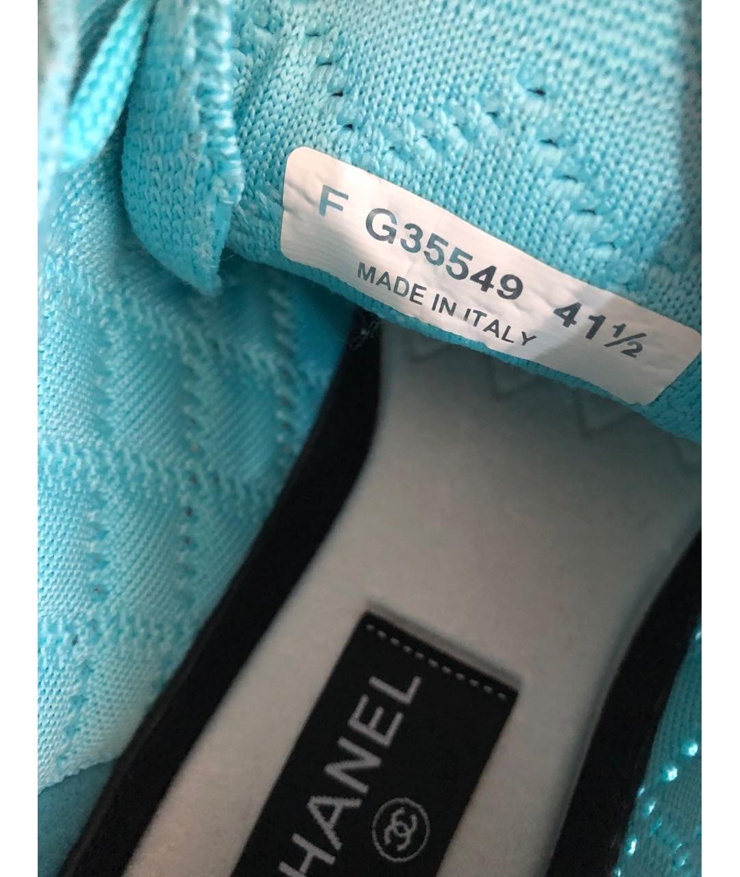 CHANEL Бирюзовые текстильные кроссовки, фото 6